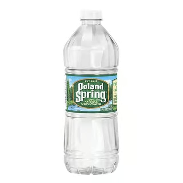 Bottled Poland Spring Water.